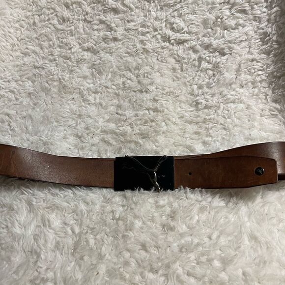 Puma Brown Leather Belt with silver tone Buckle women’s Size Large. main image 5